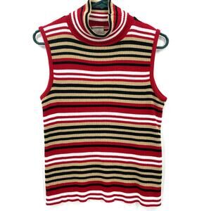Fiorlini International Women's Sleeveless Sweater, Stripes, Sz. M Preppy